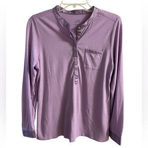 J Jill silk trim Henley lavender long sleeve Medium Petite